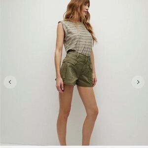 Veronica Beard East Tie Waist Shorts in Army Green